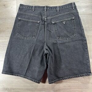 VTG GUESS JEANS USA Size 38‎ Denim Shorts 2 Button Black Men's Missing Button**